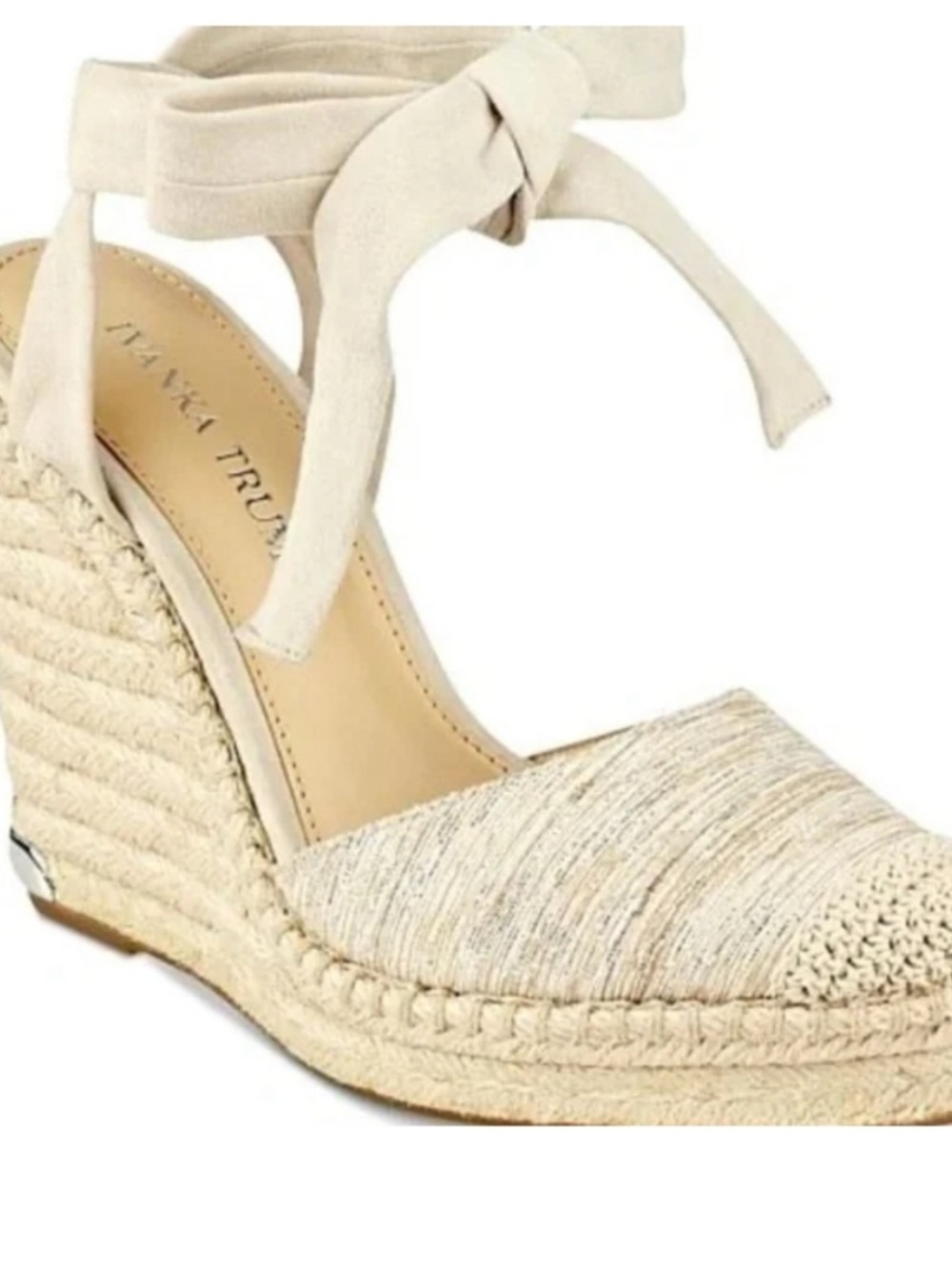 Ivanka Trump Winikka glitter wedge espadrilles ankle wrap 9